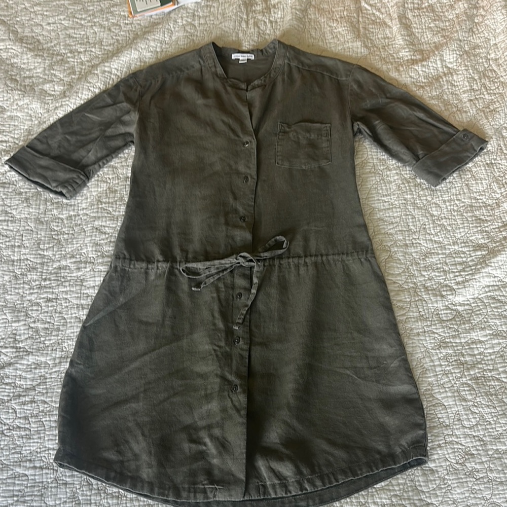 James Perse Khaki Button-Up Dress